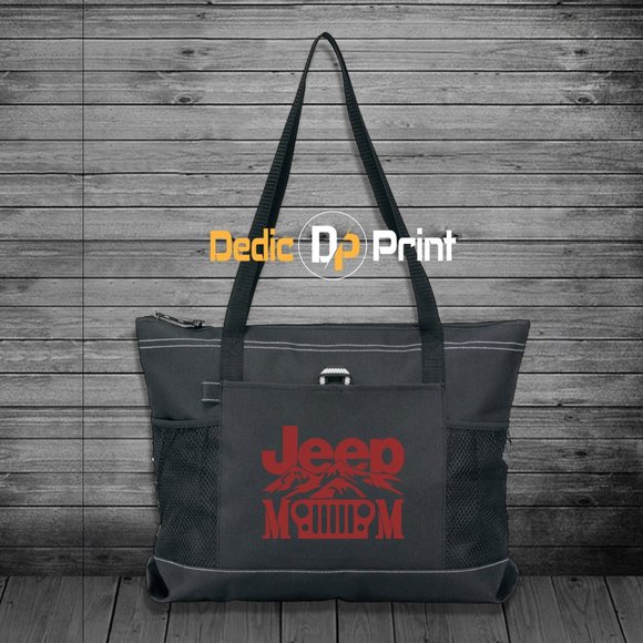 Jeep Mom Zippered Tote Bag - Picture 1 of 1